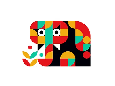 Baby Elephant 2d abstract bright design elephant flat geometric geometric art graphic design icon illustration minimal minimalist nature ornament pattern shape simple vector vibrant