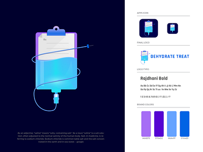 Dehydrate Treat Logo Design brand colors brand guide brand guideline brand identity branding branding design clipboard icon illustration logo logo design logo type medical medicine saline