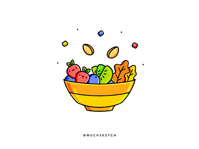 Fruit bowl 🍓🥝🍒 blueberries bowl fruit fruit icons fruit illustration fruit logo fruits illustration illustrator kale kiwi pistachio procreate procreate app procreate art procreateapp salad strawberries strawberry yellow