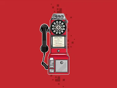 Vintage Public Telephone design digital art flat illustration flatdesign graphicdesign illustration illustrator retro ui vectorart
