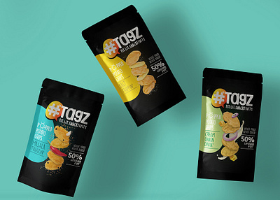 Tagz Popped Chips adobe illustrator adobe photoshop black branding design packaging premium snacks