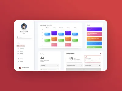 University Student Portal Redesign calendar cards dashboard dashboard ui nav product design side bar student ui uiux ux webdesign