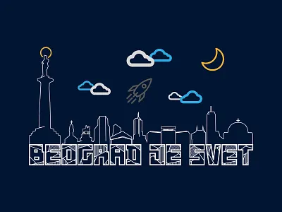 BGD JE SVET belgrade design graphic design illustration outline poster skyline vector vector artwork victor