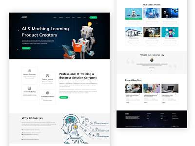 AI & Machine Learning Agency Landing page artificial intelligence design homepage landing page design machine learning minimal mockups ui ui design ux design visual design website