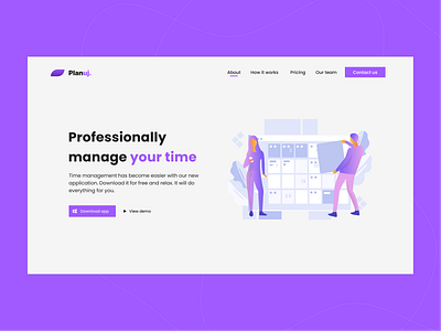 Planuj. landing design app design illustrator minimal ui ux web website