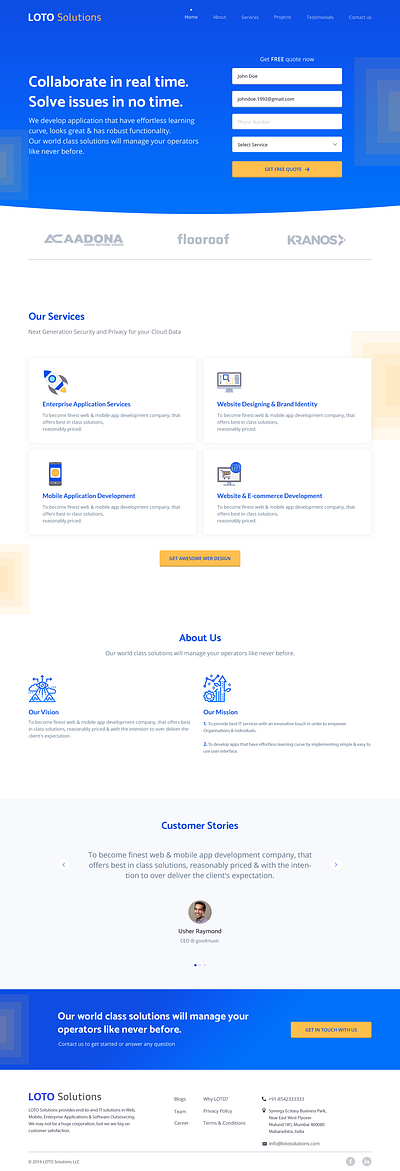 Loto Solutions - an IT company website redesign branding design ui ui design ux ux design web design website website concept website design
