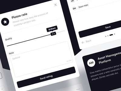 💎 Interface Elements app black card ui cards clean dark dashboard desktop detail ui elements flat input minimal modules platform slider ui ux web white