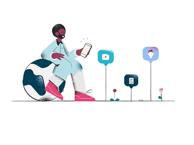 A Worldwide connection features illustrator smartphone user experience
