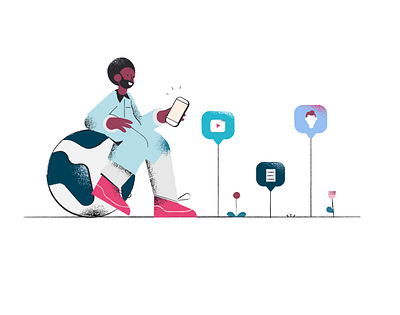 A Worldwide connection features illustrator smartphone user experience
