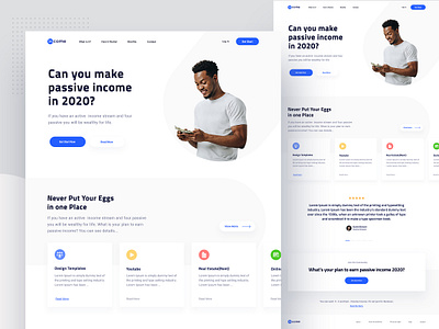 Passive income Landing page Explore blue earn money income landing page minimalist passive income ui ux website design white zihad