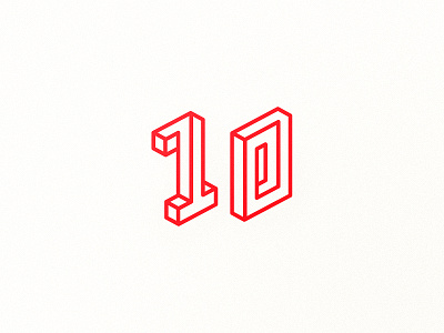 10 isometric lines numbers one ten zero