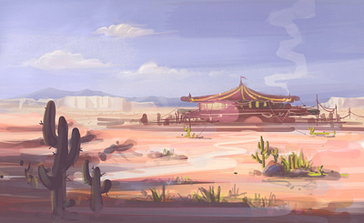 In the canyon land art direction concept art digital painting fine art illustration painting