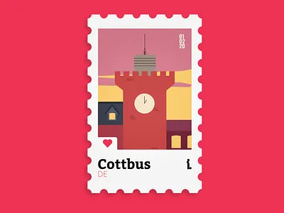 Spremberger Turm - Morning art branding clean design flat illustration illustrator logo minimal red tower vector