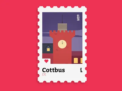 Spremberger Turm - Night art branding clean design flat icon illustration illustrator minimal red tower vector