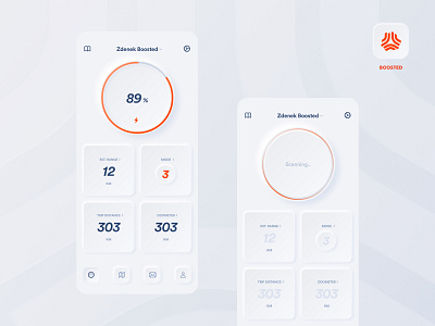 Mobile App Skeuomorph Style 2020 2020 trend app app design apple application application design boosted dark app dark mode dashboad light statistic statistics stats ui white whitespace