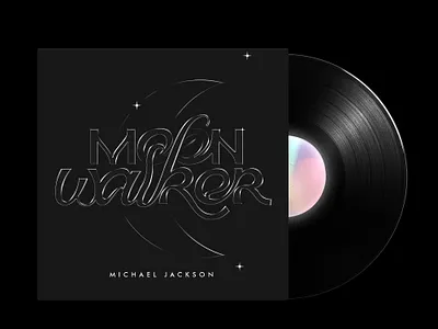 Moonwalker - Typographic Vinyl Cover Art black lettering cg digital art graphic design graphics letter art lettering letters michael jackson moon typo typography vinyl cover visual graphics