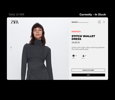 Daily UI 096 - Currently In Stock daily 100 challenge daily ui dailyui instock ui uidesign uiux ux zara