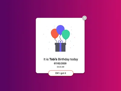 pop up birthday card cool dailyui design lagos nice nigeria pop popup reminder ui ui ux design ux