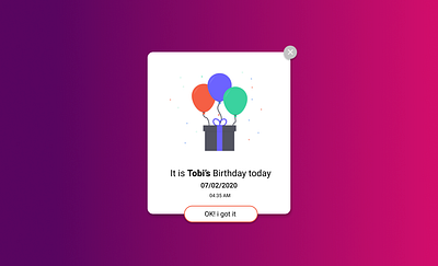 pop up birthday card cool dailyui design lagos nice nigeria pop popup reminder ui ui ux design ux