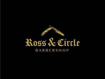 Ross & Circle - Daily Logo Challenge: Day 13 - Barbershop barbershop branding challenge daily dailylogochallenge design flat graphic illustration logo logo design logodesign logotype mockup old school sign typography vector