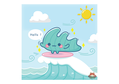 Ombak character design cute cute art cute illustration design illustration kawaii kawaii art kawaii illustration mascot vector vector illustration vectorart