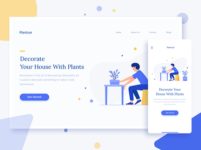 Plantcor Landing Page app design flat illustration illustrator ui vector web