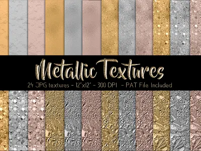 Metallic Textures design digital papers kit papers pat file photoshop