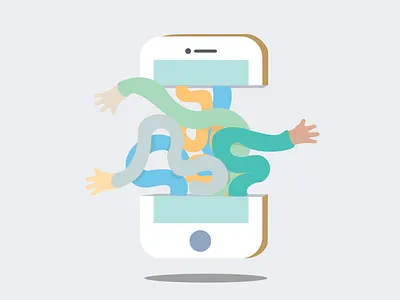 We are the Medium design graphic hands illustration media phone technology vector