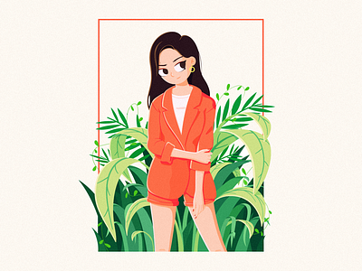 Plants and Pants Suits fashion flowers girl illustration plants suit summer vector