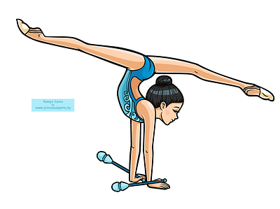 Gymnast girl with clubs, cartoon character adobe illustrator cartoon character character design children for kids girl gymnastic illustration mascot rhythmic gymnastics vector