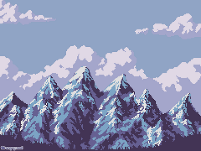 Mountains 8bit 8bitart artwork design environment art environment design illustration landscape landscape illustration mountains pixelart sprite