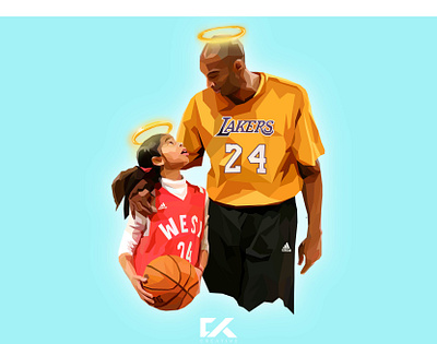 Kobe and Gigi abstract basketball creativity gigi graphic design graphicdesign kobe kobe bryant tribute vector vectorart