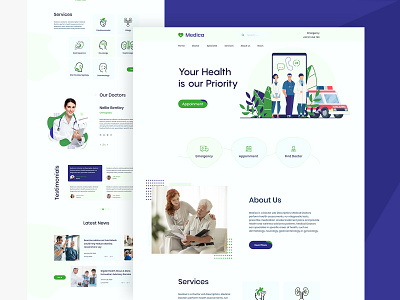 Medical Landing page doctor flat health healthcare hospital human illustration landing page landingpage medical medicalwebsite medicine patient people service website