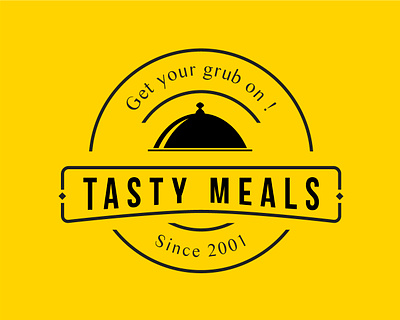 tasty meals attractive beautiful circle color delicious design eat flat food hot hungry illustration logo modern restaurant simplicity tasty typography vintage yellow