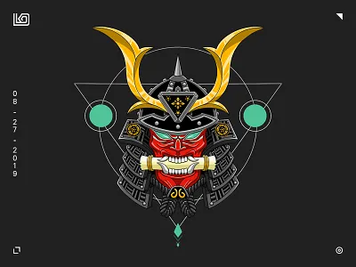 Samurai Head illustration japan modern oni ronin samurai vectorart