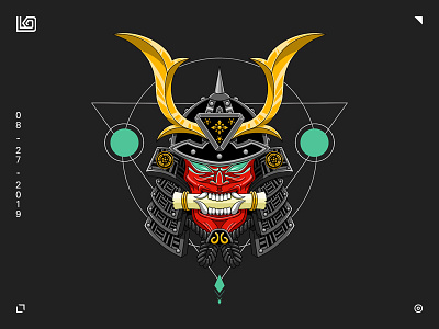 Samurai Head illustration japan modern oni ronin samurai vectorart