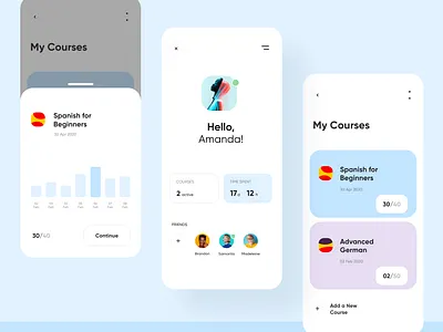 Language Courses App app appdesign application clean courses design interface interface design minimal ui ux