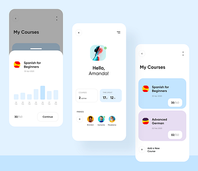 Language Courses App app appdesign application clean courses design interface interface design minimal ui ux
