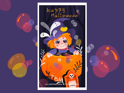 happy halloween bone branding children design drawing festival ghost girl goblin halloween halloween bash halloween party happy halloween illustration leaves pumpkin skeletch spirit ui witch