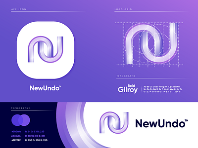 NewUndo logo design gradient letter logo logo design logodesign modern purple startup technology