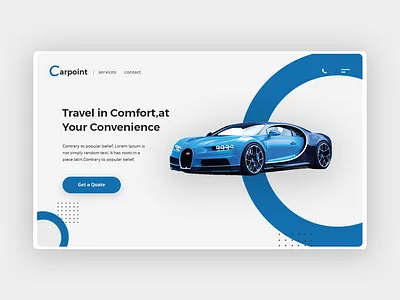 Car shop website banner concept banner creative design landing page photoshop psd template design templpatee typography ui ux website
