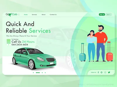 Go Cab 2020 2020 trend branding car cartoon design green green color illustration luggage taxi trending ui ux web website xd xd design xddailychallenge