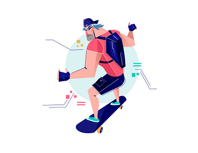 Skater boy adobe illustrator adventure art character color concept creative drawings dribbble illustration inspire modern skateboard vector xara