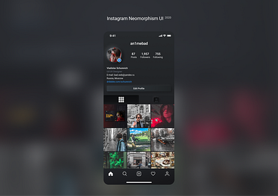 Instagram Neomorphism UI dark figma instagram logo neomorphism ui web website