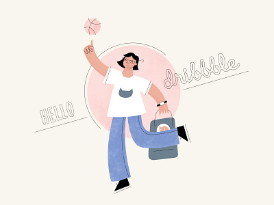 Hello dribbble! first shot flat illustration kanken lines minimalism vector