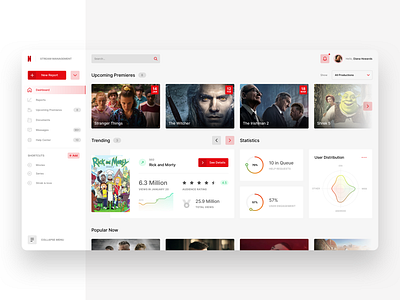 🎥Stream Management Platform - Light & Dark UI app clean dark dashboard design light management minimalistic netflix stream ui web