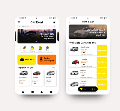 CarRent app branding flat illustration logo startup ui ux vector web
