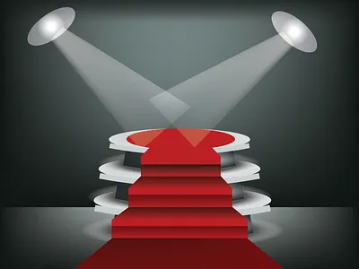 A Showroom background with a red carpet illustration