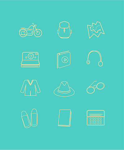 Travel icons iconography pastel symbolism travel