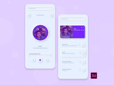 Music Player - SOFT UI DESIGN adobe adobexd android android app android app ui application fahad fazil music music player neumorphism trance trance movie ui ui design user interface xd